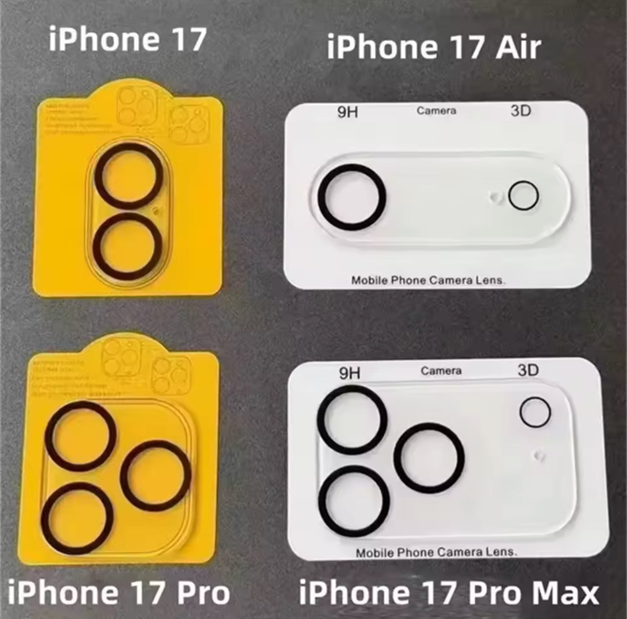 PJun Branded Premium 9H Clear Camera Lens Protector- 4PCS for Apple iPhone 17 Series 2025 PJun Branded Premium 9H Clear Camera Lens Protector- 4PCS for Apple iPhone 17 Series 2025